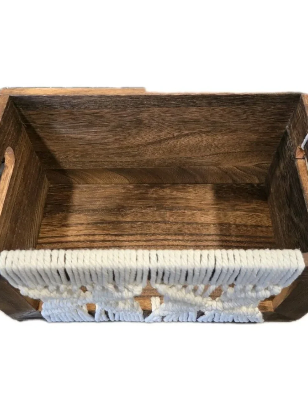 New Boho Macrame Storage Basket Organize Gift Bags Decorative Wood